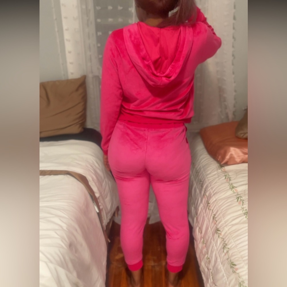 FASHION NOVA pink velvet tracksuit- hoodie and pants